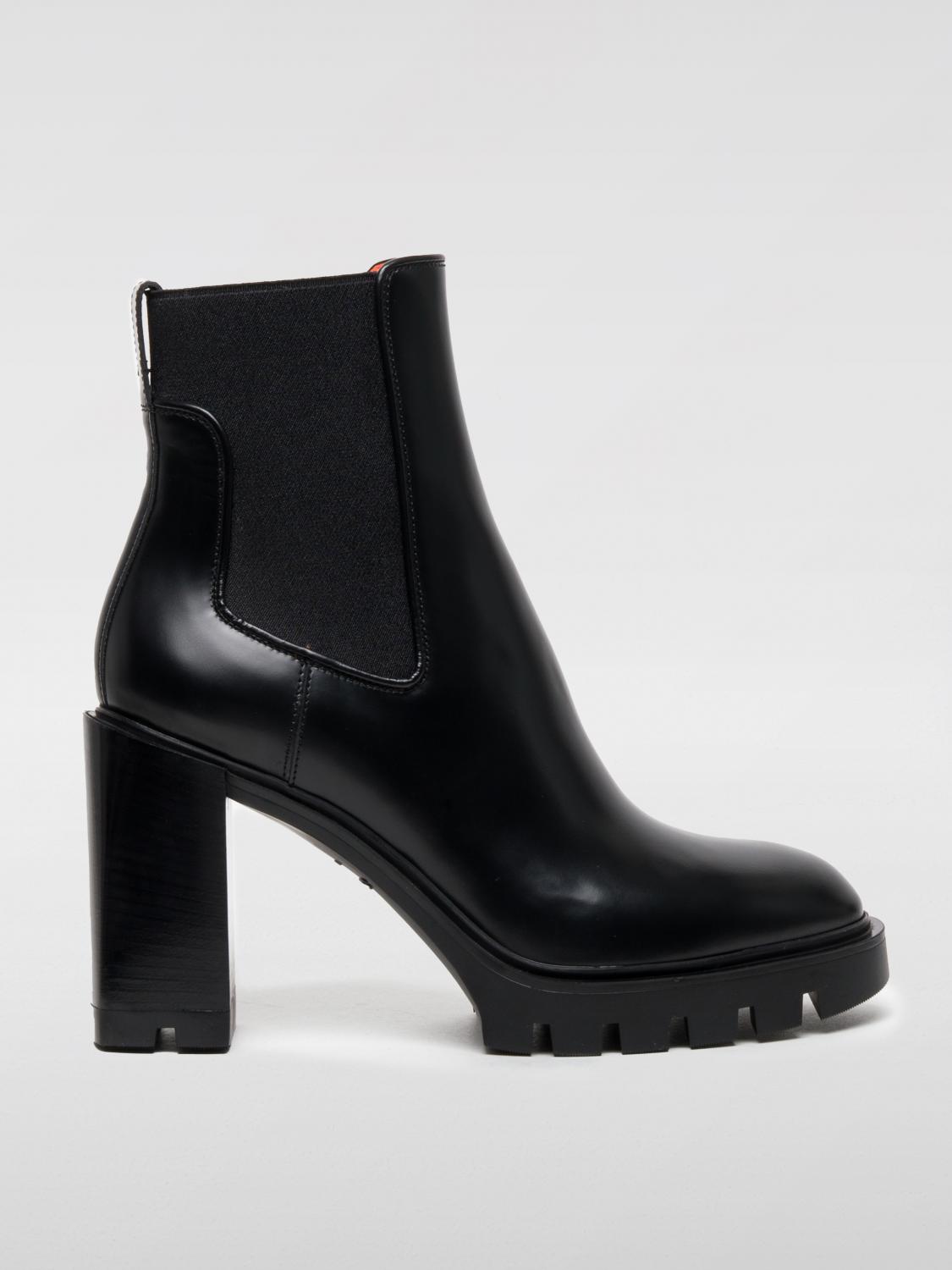 Shop Santoni Flat Ankle Boots  Woman Color Black In Schwarz