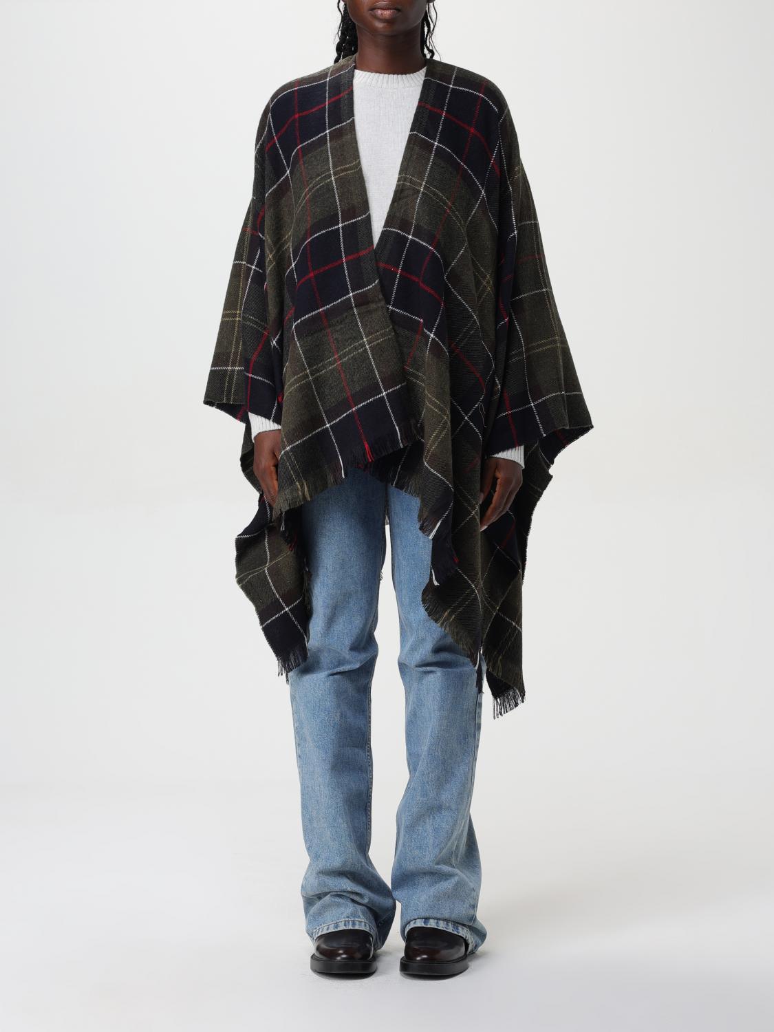 Barbour Acrylic Cape With Tartan Pattern In Grün