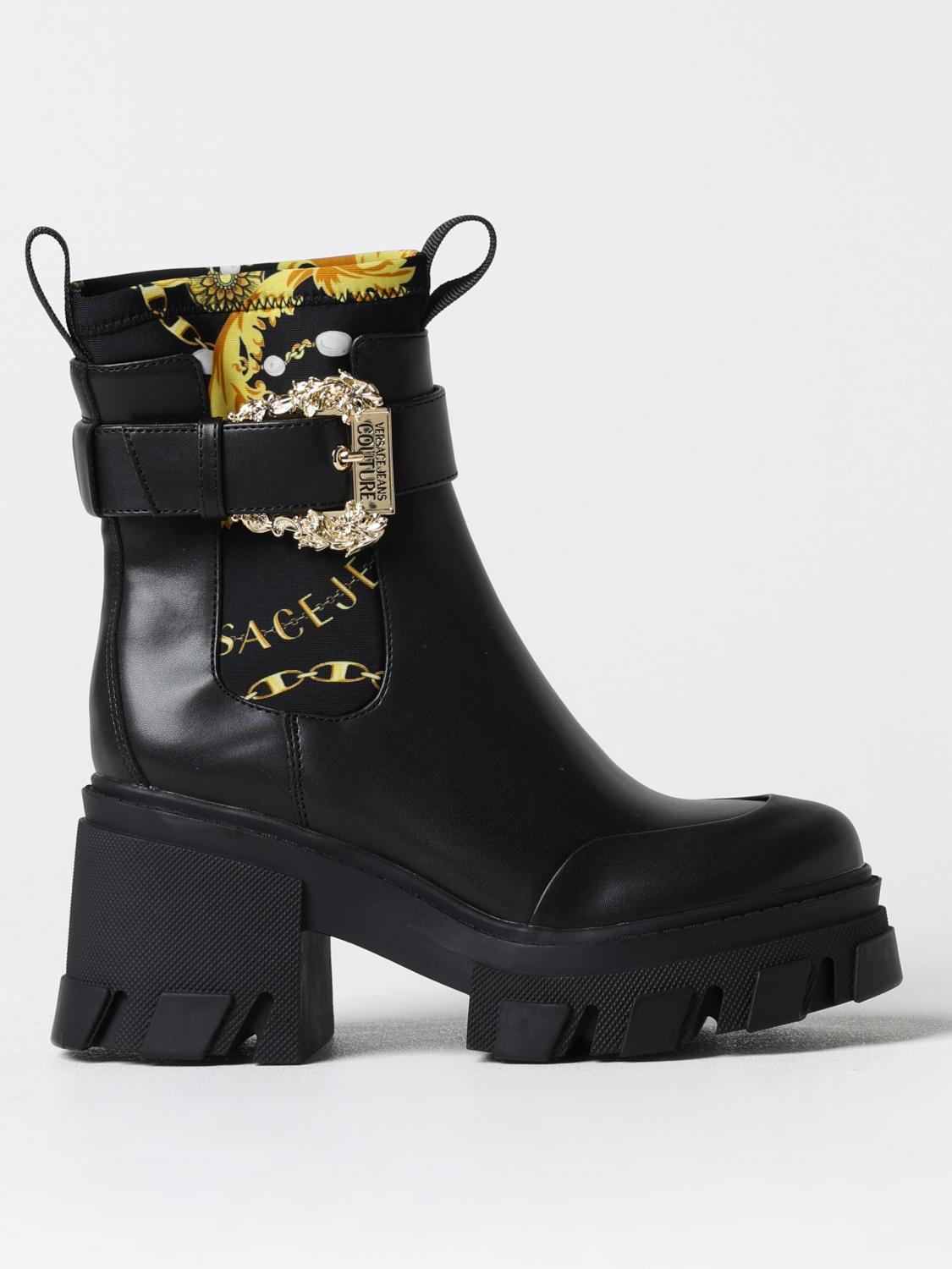 Shop Versace Jeans Couture Flat Ankle Boots Woman Color Black
