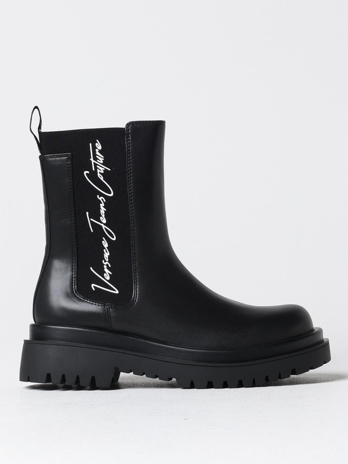 Shop Versace Jeans Couture Flat Ankle Boots  Woman Color Black