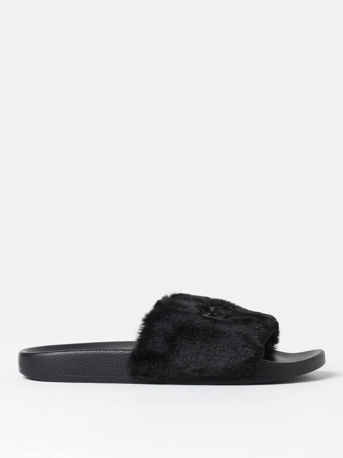 Versace Jeans Couture Slide Sandal With Logo In Black