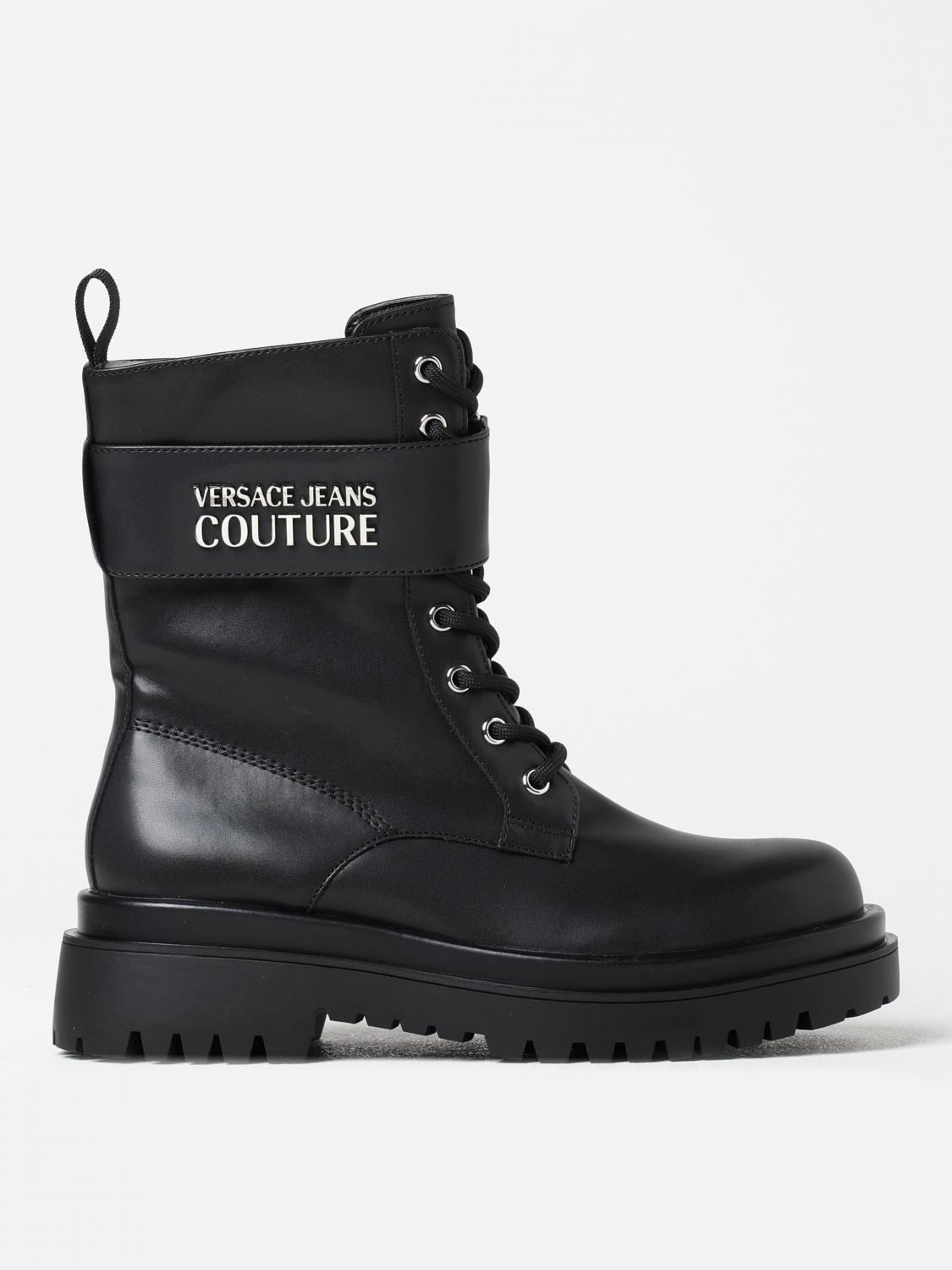 Shop Versace Jeans Couture Flat Ankle Boots Woman Color Black