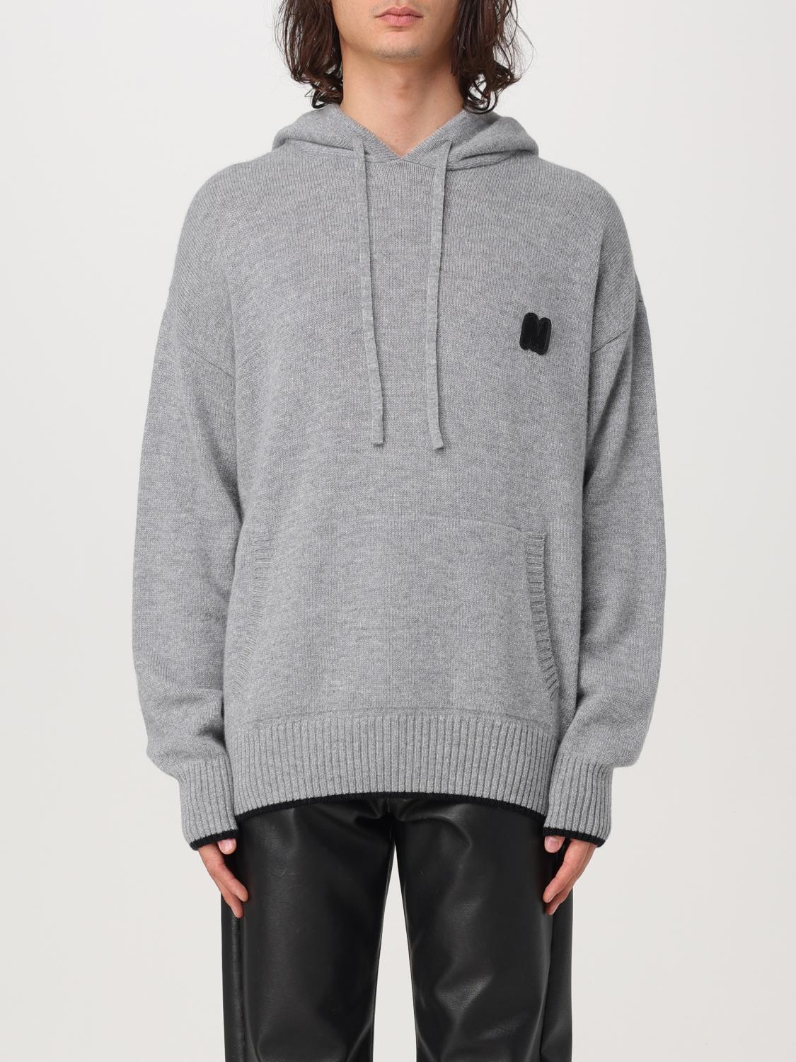Msgm Logo Patch Drawstring Hoodie In Grau
