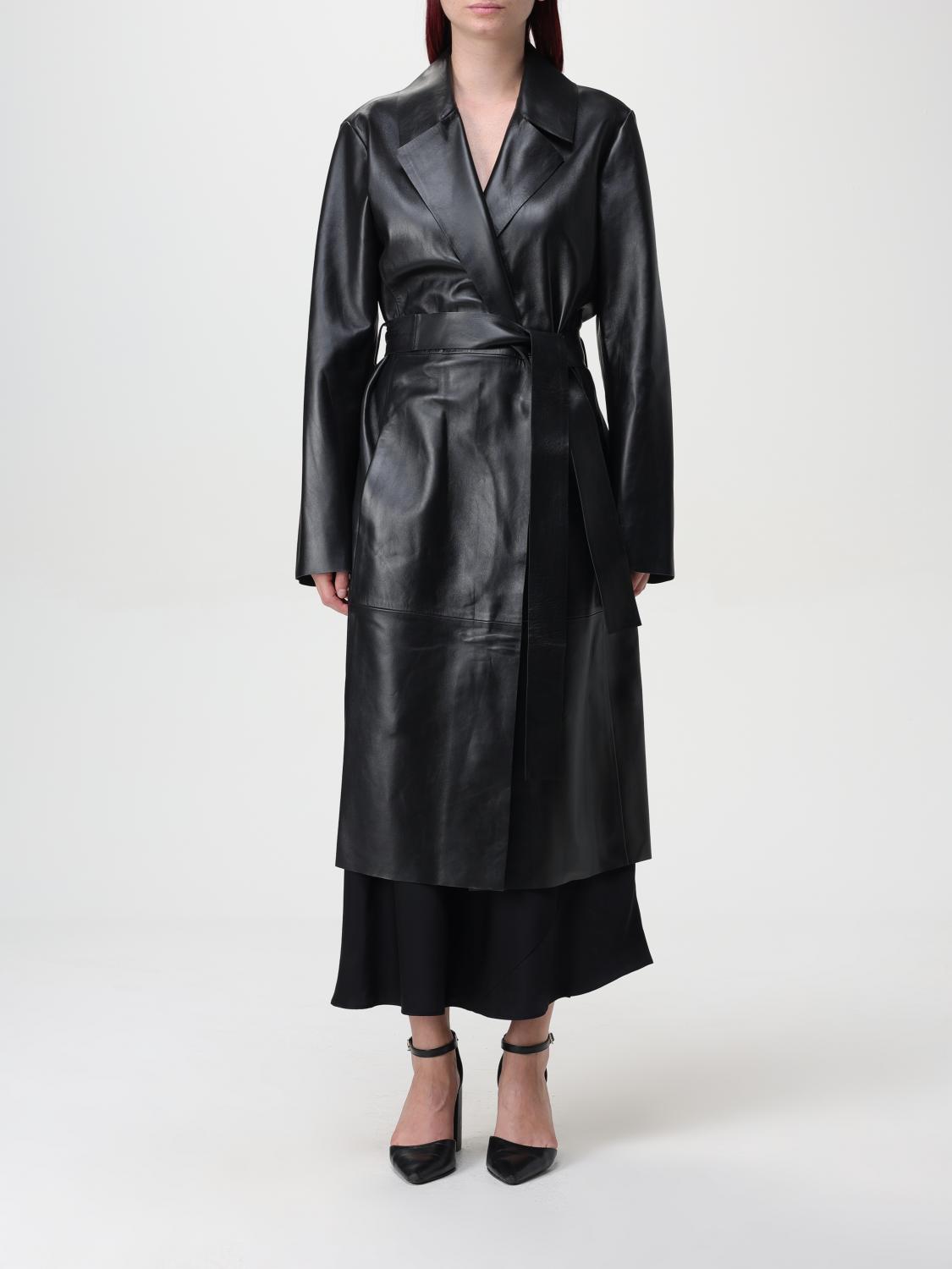 Shop Calvin Klein Trench Coat  Woman Color Black In Schwarz