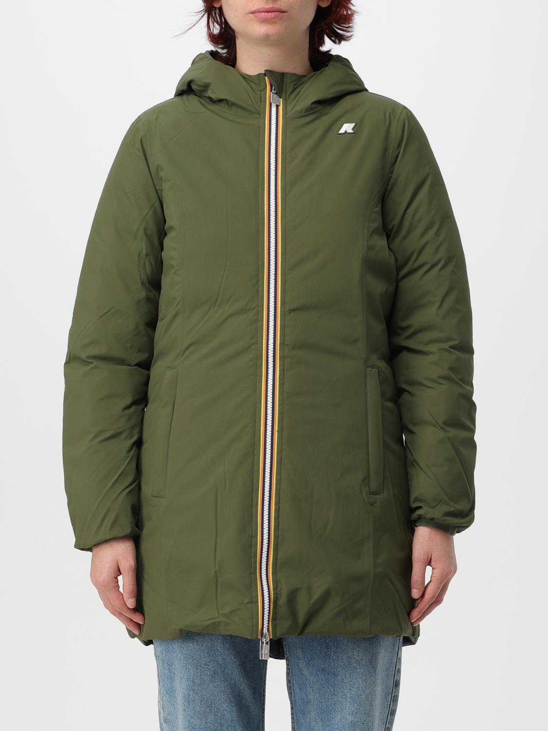 Shop K-way Jacket  Woman Color Green In Grün