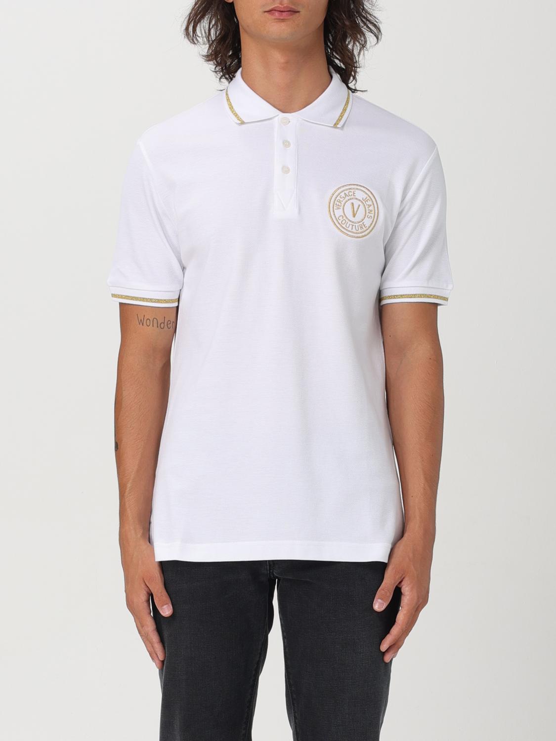 Shop Versace Jeans Couture Polo Shirt  Men Color White In Weiss