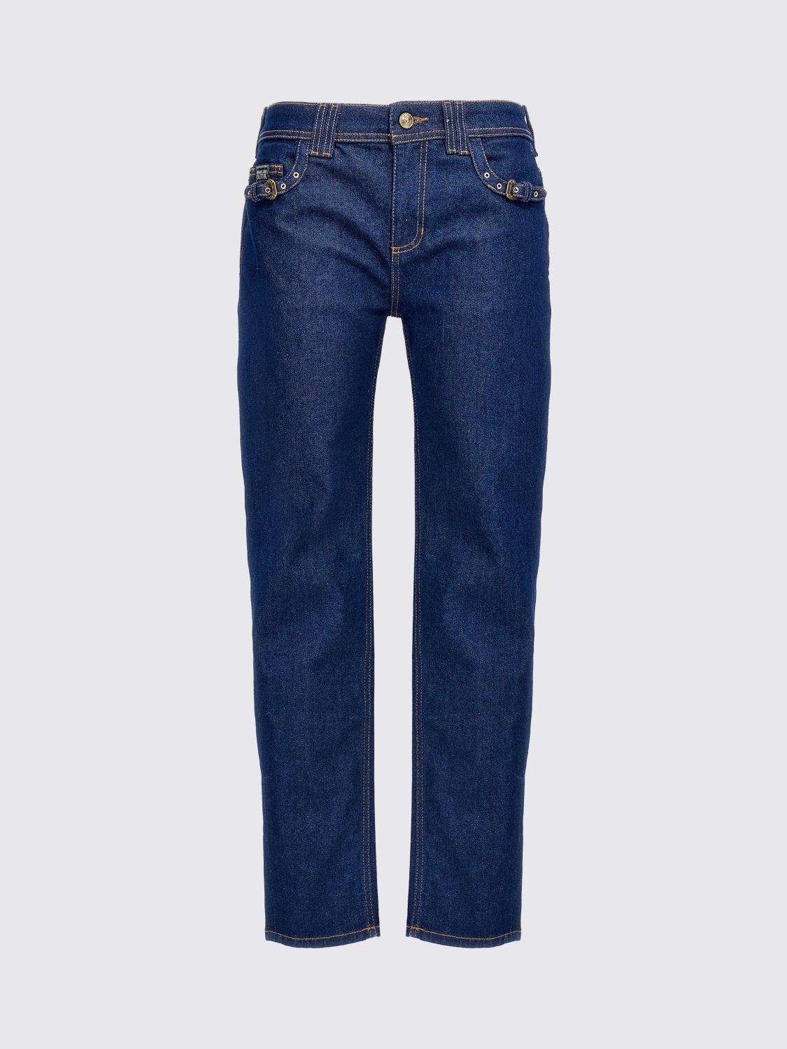 Versace Jeans Couture 'judy' Denim Trousers Featuring Contrast Stitching In Blue