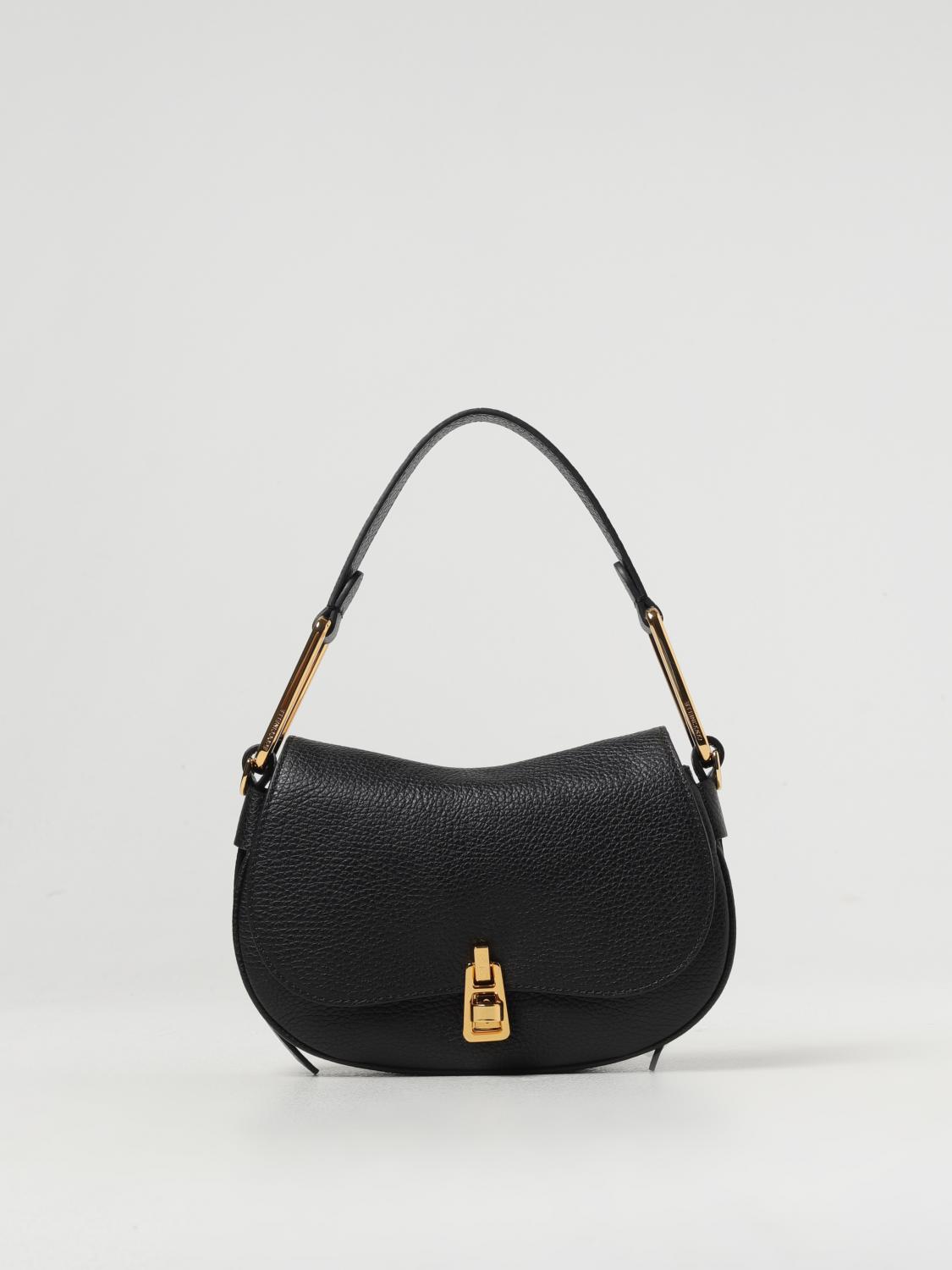 Coccinelle Mini Magie Soft Calf Leather Shoulder Bag In Black