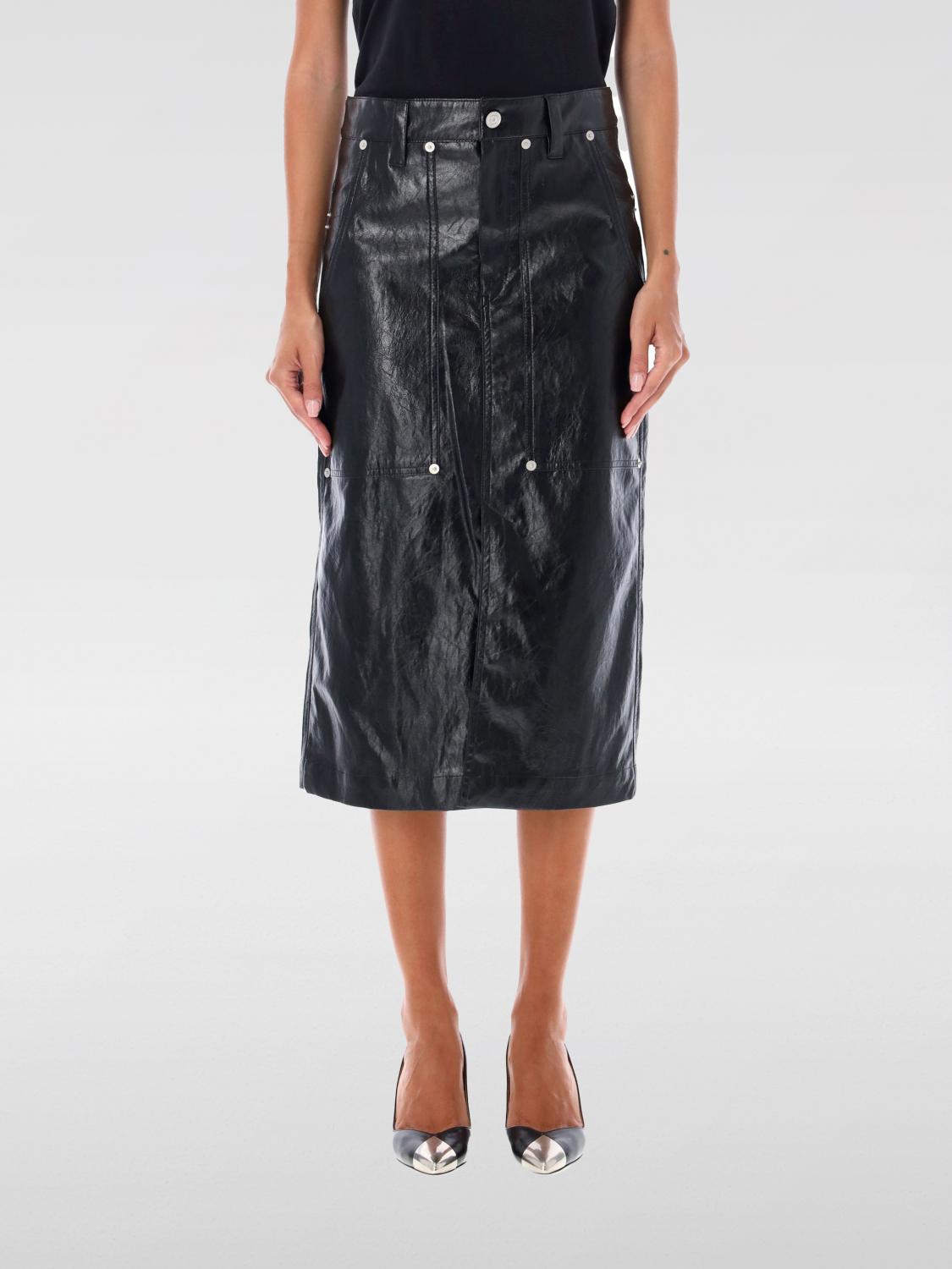 Isabel Marant Étoile Black Angele Faux-leather Midi Skirt In Schwarz