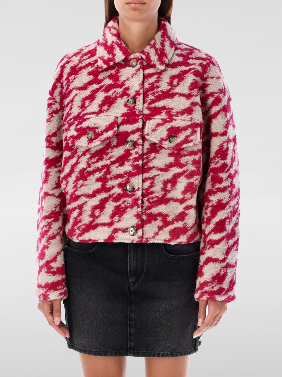 Isabel Marant Étoile Cropped Jacket Patterned Chest Pockets In Beige