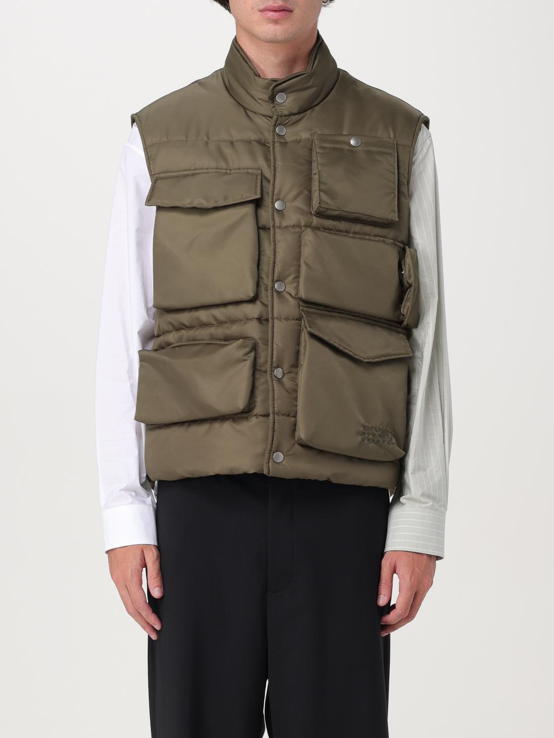 Mm6 Maison Margiela Padded Mandarin Collar Cargo Jacket In Kaki
