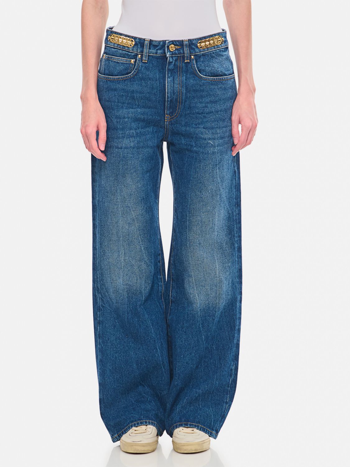 Shop Rabanne Jeans  Woman Color Blue In Blau