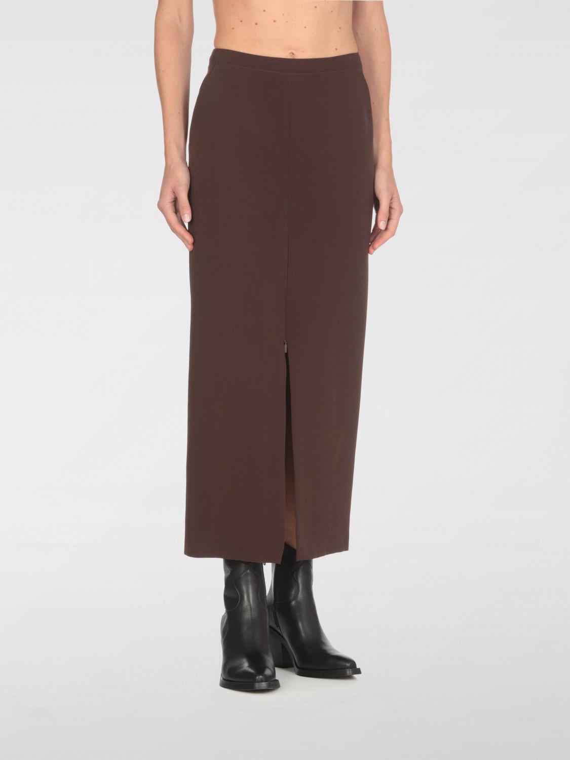 Pinko High Waist Midi Skirt With Rear Pockets In Braun