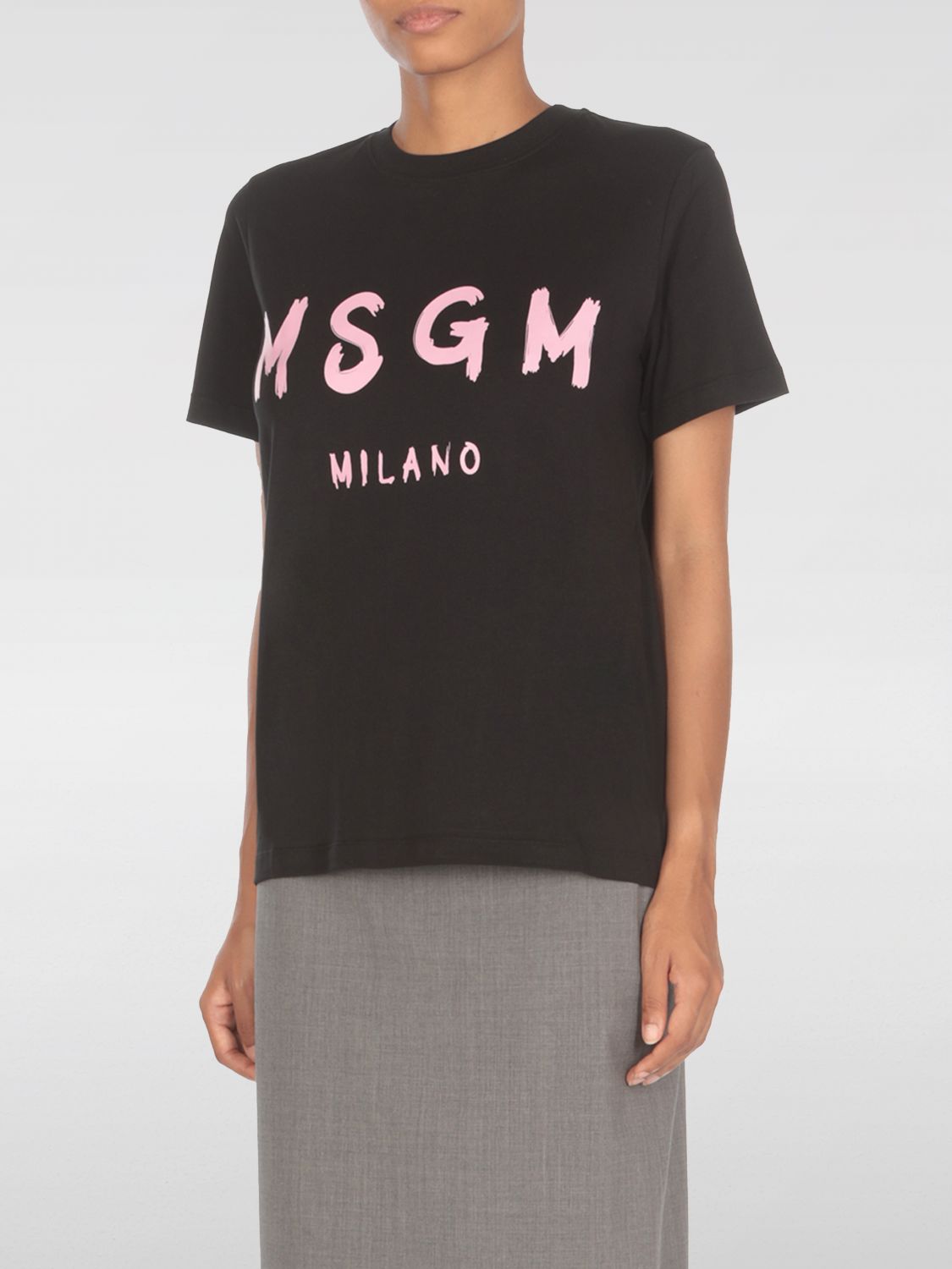 Shop Msgm T-shirt  Woman Color Black In Schwarz