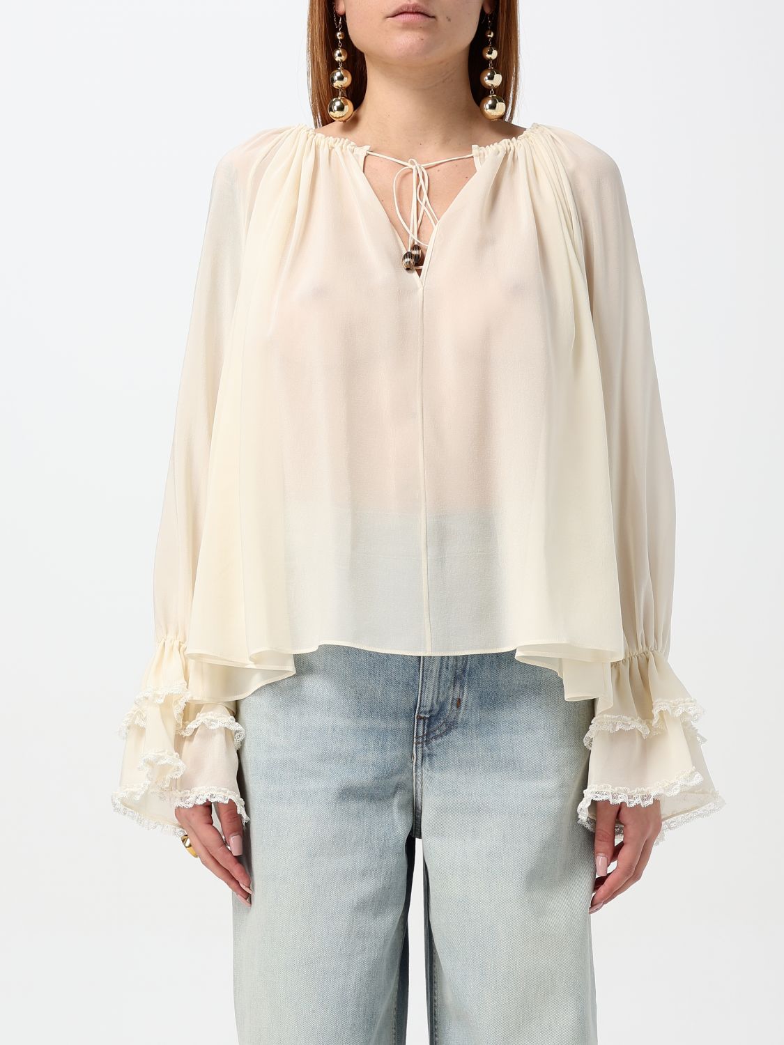 Shop Chloé Top  Woman Color White In Weiss