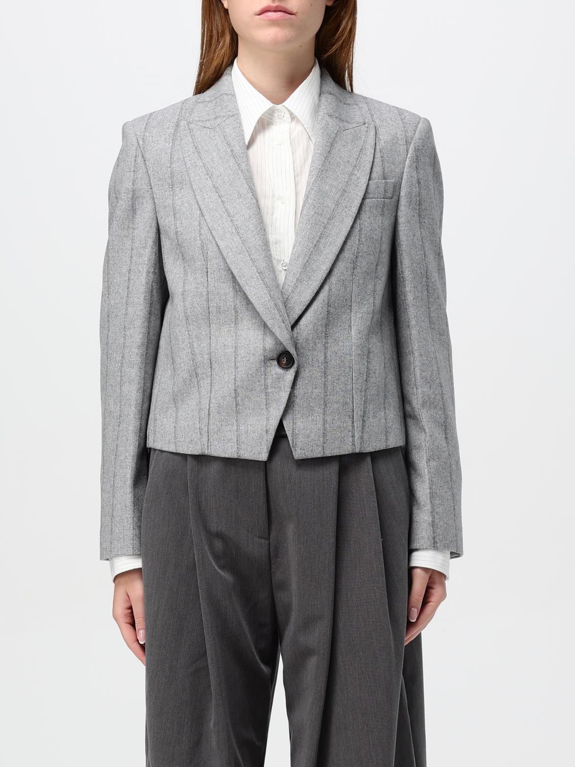 Shop Brunello Cucinelli Blazer  Woman Color Grey In Grau