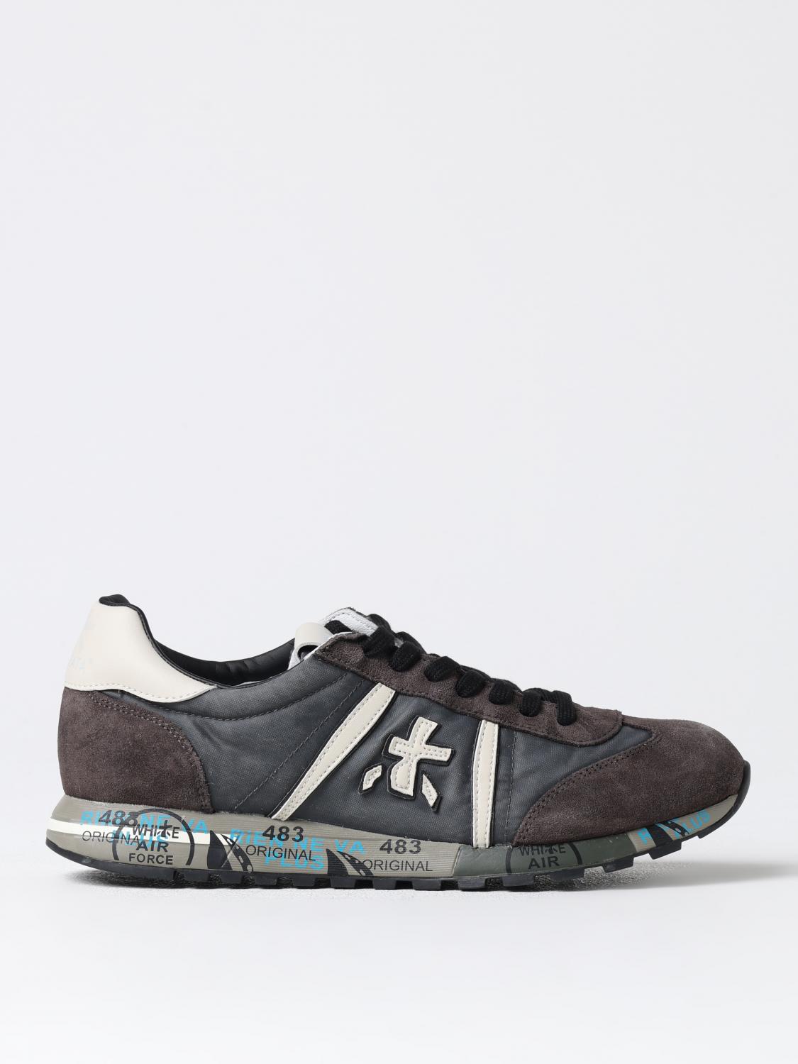 Premiata Lander Sneaker Made Of Suede And Blue Technical Fabric In Braun