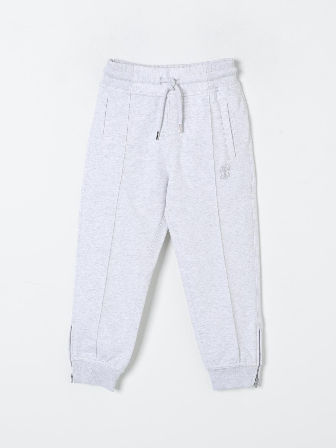 Shop Brunello Cucinelli Pants  Kids Color Grey