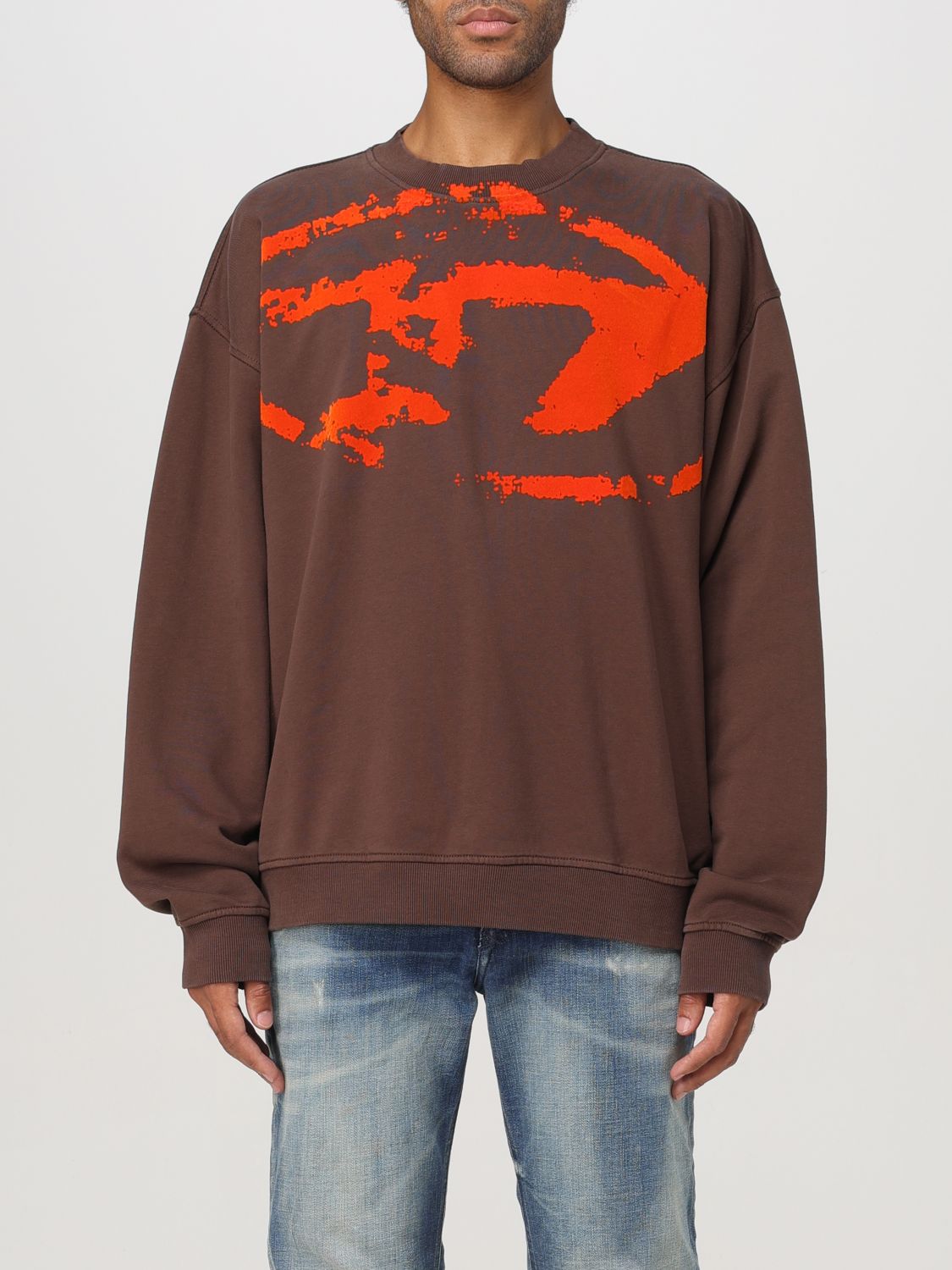 Shop Diesel Sweatshirt  Men Color Brown In Braun