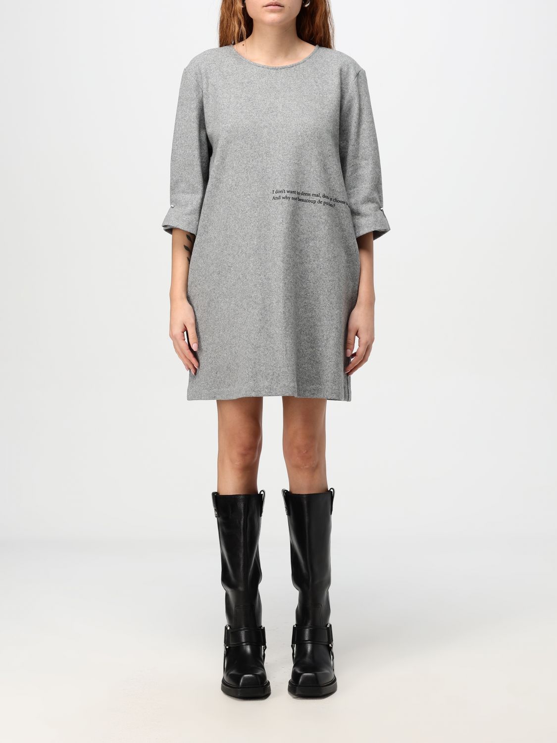 Shop Mm6 Maison Margiela Dress  Woman Color Grey In Grau