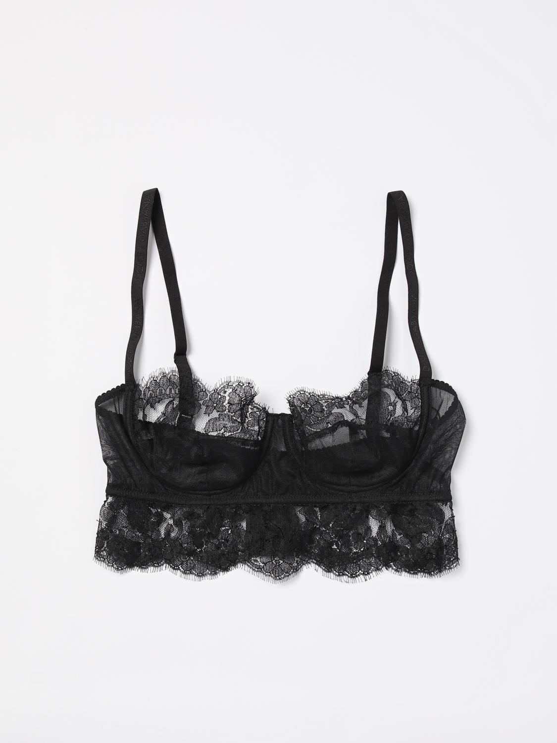 Dolce & Gabbana Stretch Satin Bra Lace Detailing In Black