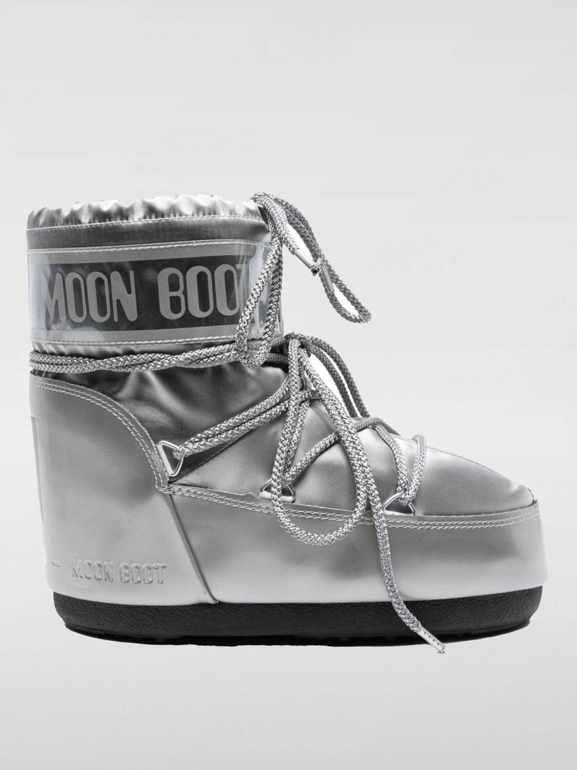 Moon Boot Flat Ankle Boots Woman Color Silver In Silver
