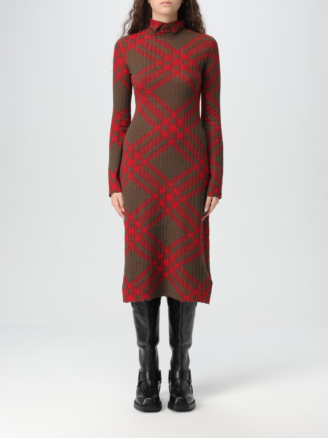 Shop Burberry Dress Woman Color Red