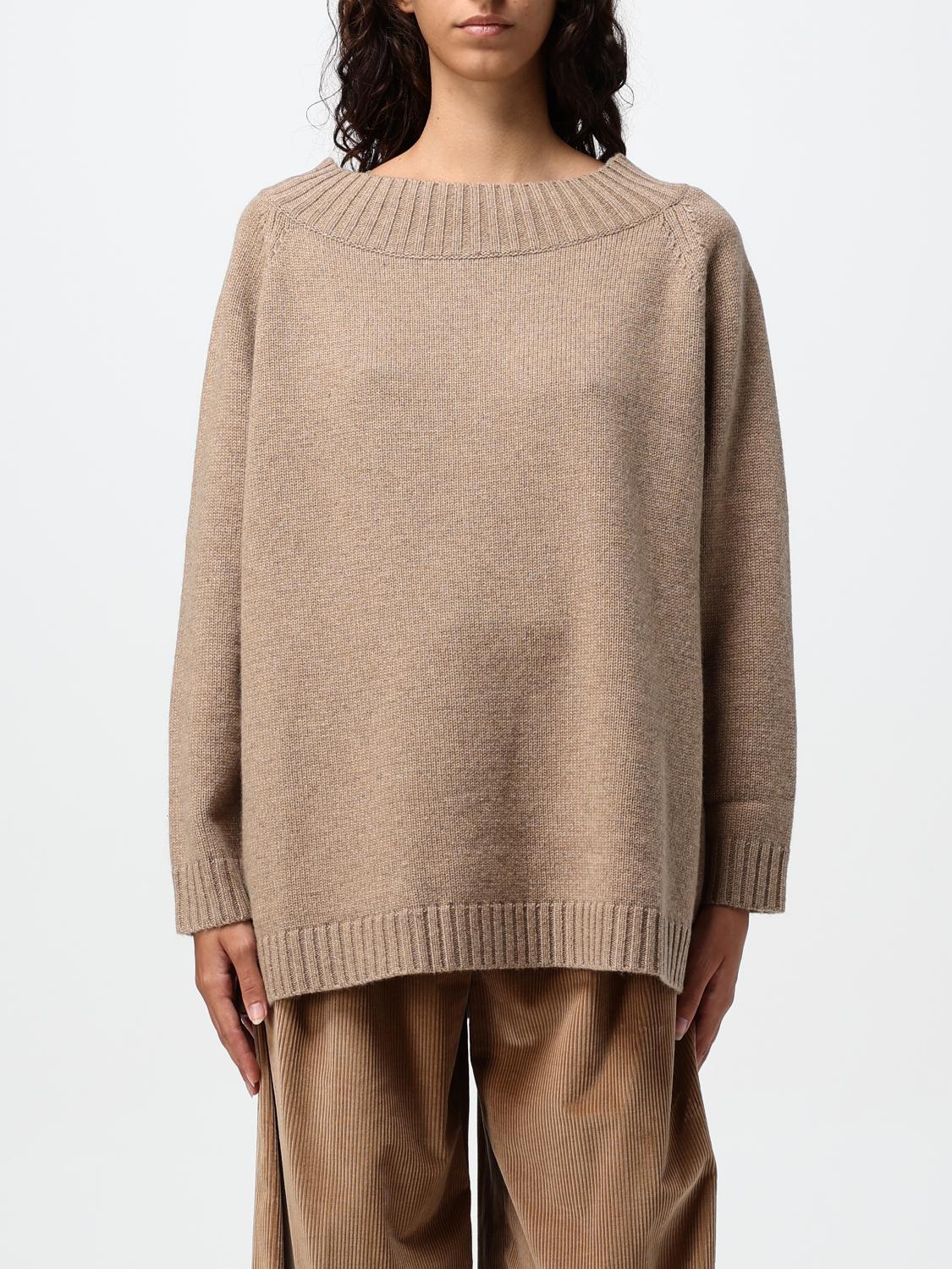 Max Mara Radames Off-the-shoulder Wool And Cashmere Jumper In Brown