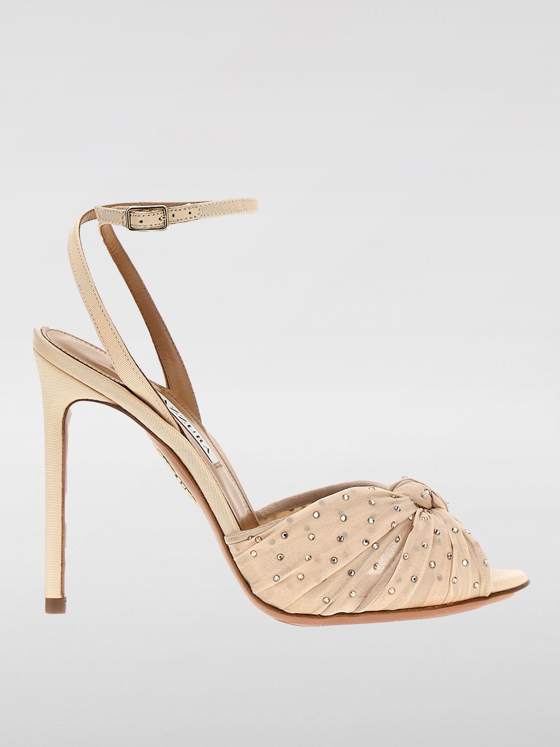 Shop Aquazzura Heeled Sandals  Woman Color Beige