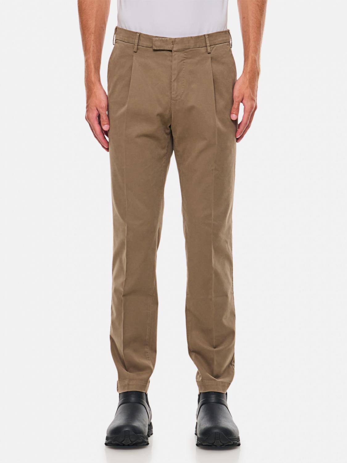 Pt Torino Pleated Cotton Trousers In Mouse Grey