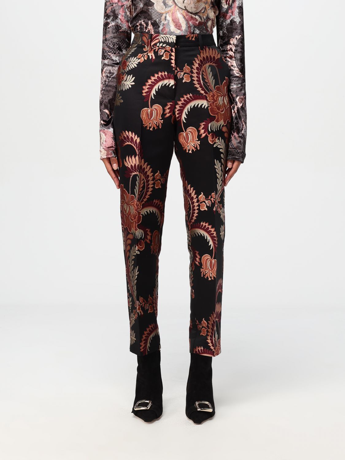 Shop Etro Pants  Woman Color Black In Schwarz