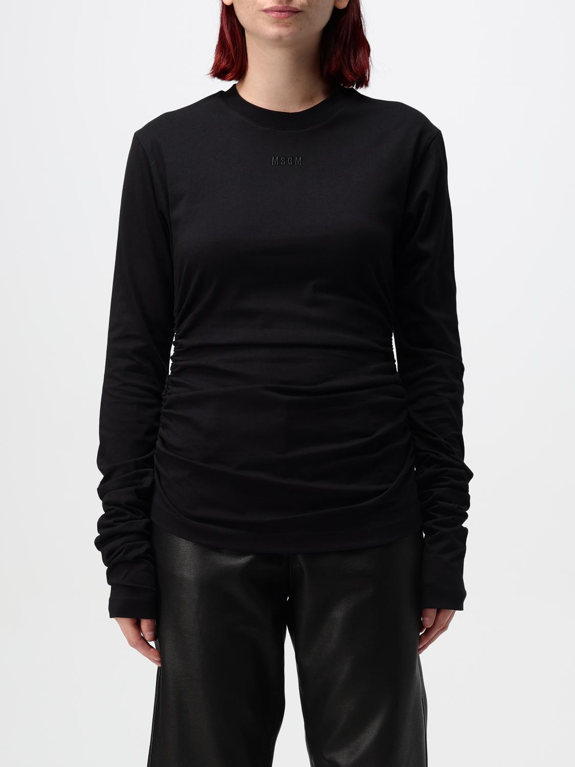 Shop Msgm T-shirt  Woman Color Black In Schwarz