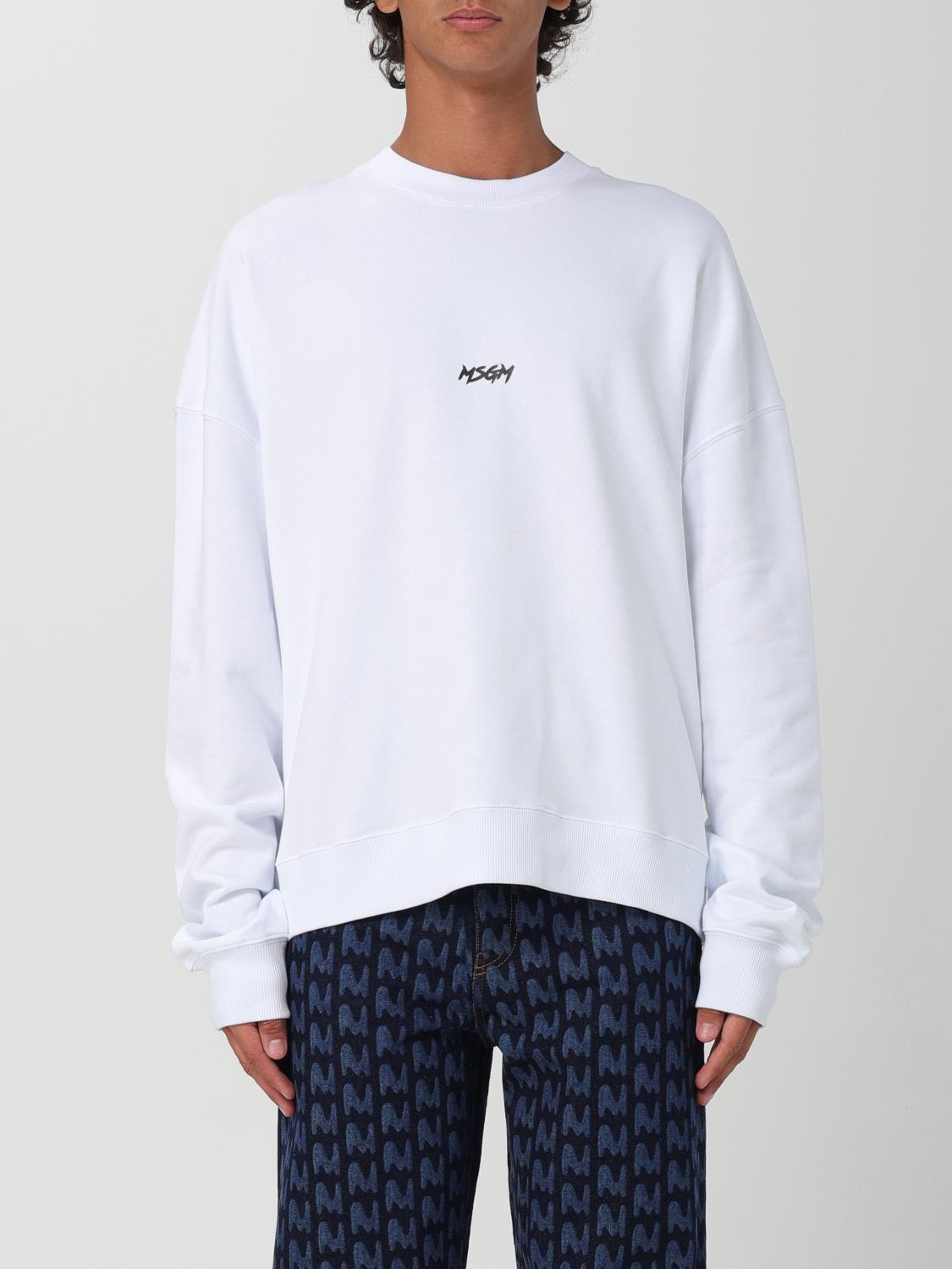 Msgm Logo-print Crew Neck Jumper In White