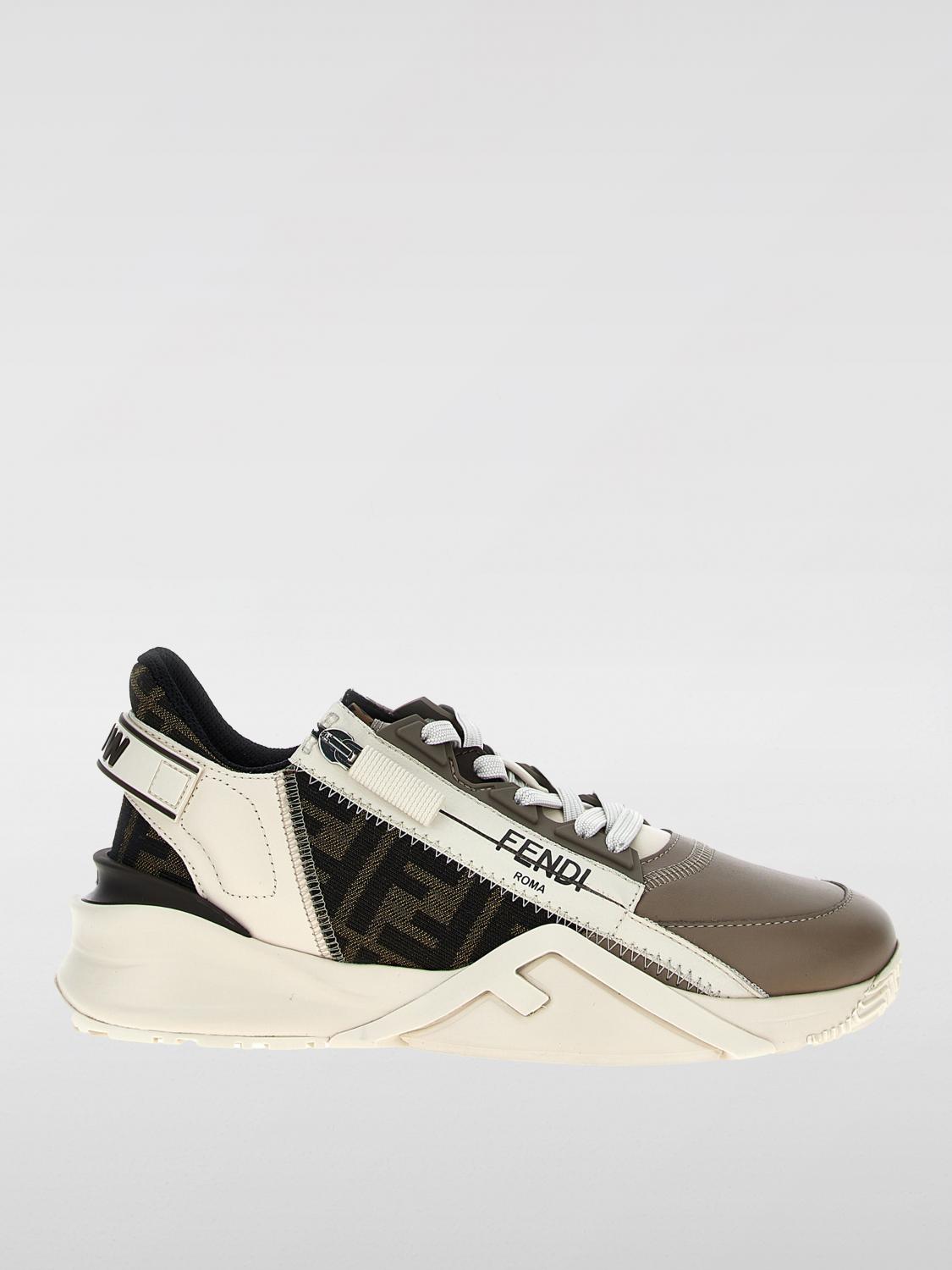 FENDI Sneakers Flow in pelle e lana vergine jacquard