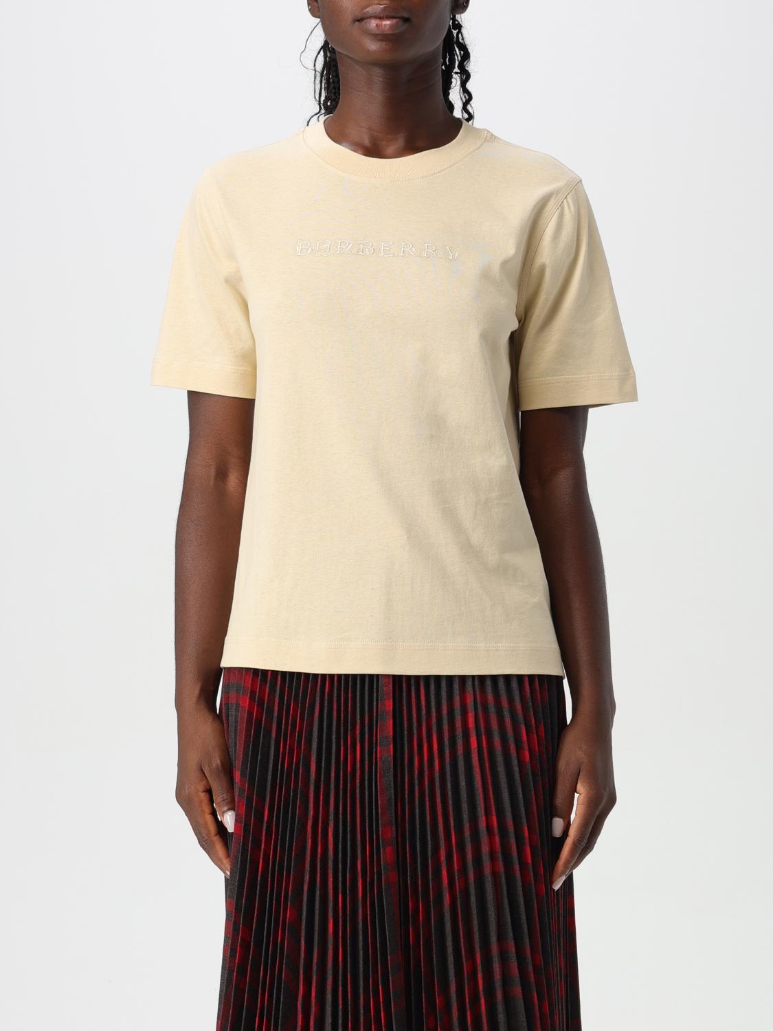 Shop Burberry T-shirt  Woman Color Beige