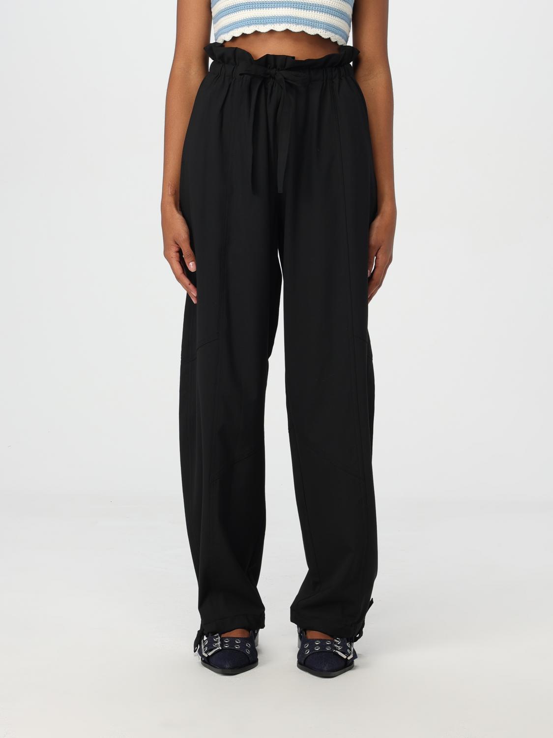 Shop Ganni Pants  Woman Color Black In Schwarz