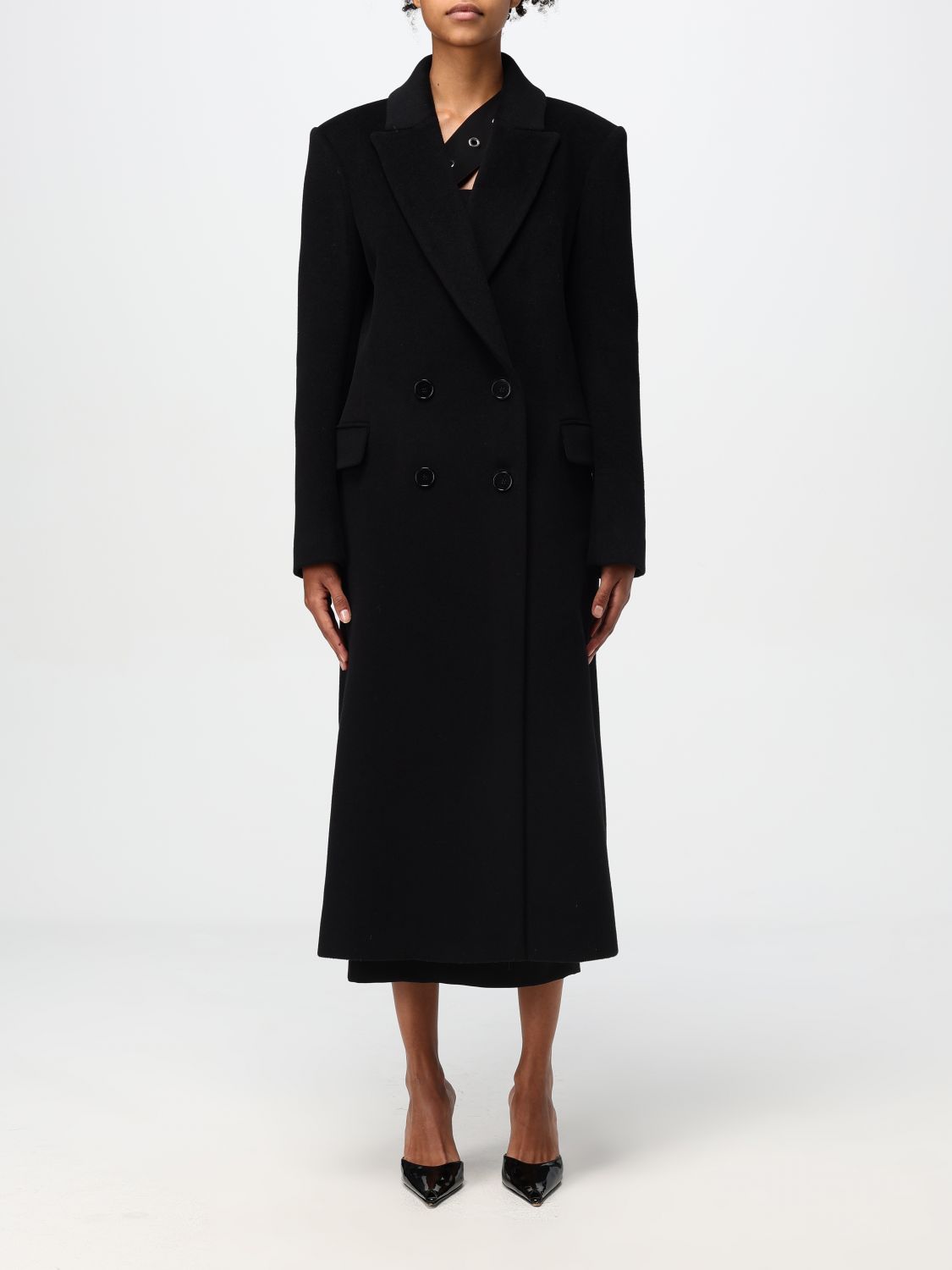 Shop Patrizia Pepe Coat  Woman Color Black In Schwarz