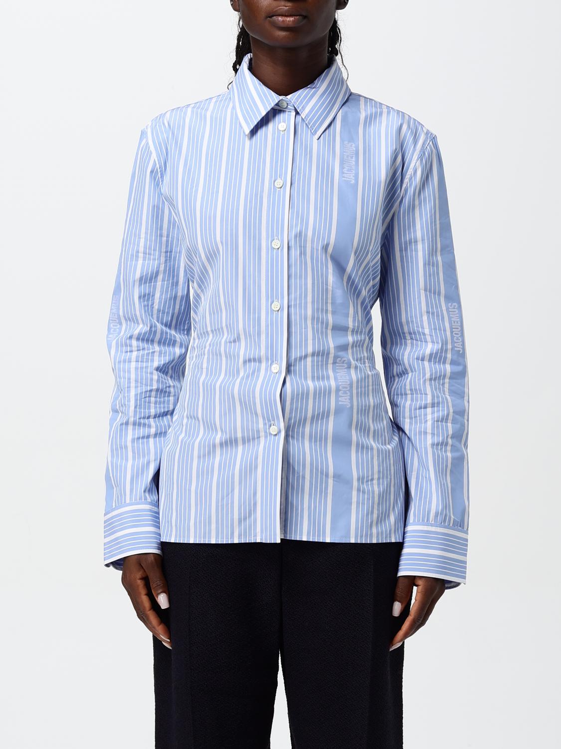 Shop Jacquemus Shirt  Woman Color Gnawed Blue