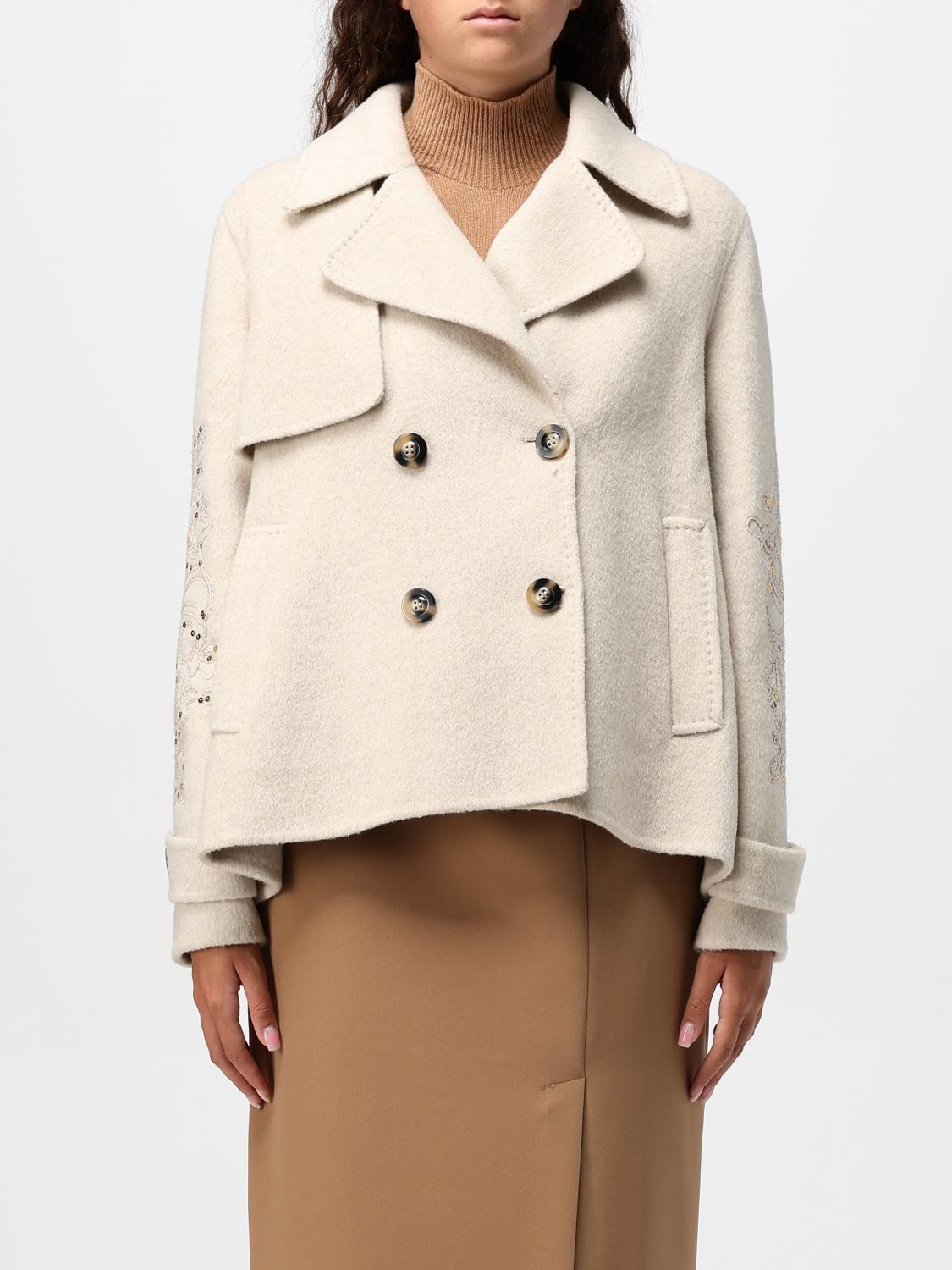 Shop Ermanno Scervino Coat  Woman Color Yellow In Gelb