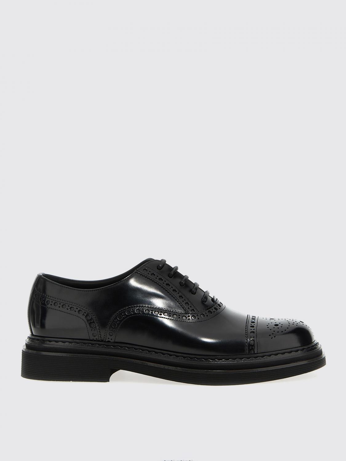 Dolce & Gabbana Black Leather Derby Shoes In Schwarz