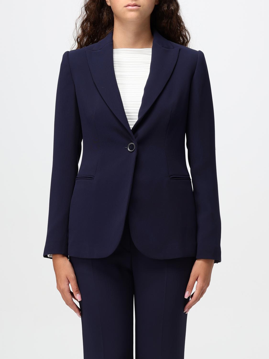 Shop Emporio Armani Blazer  Woman Color Blue In Blau