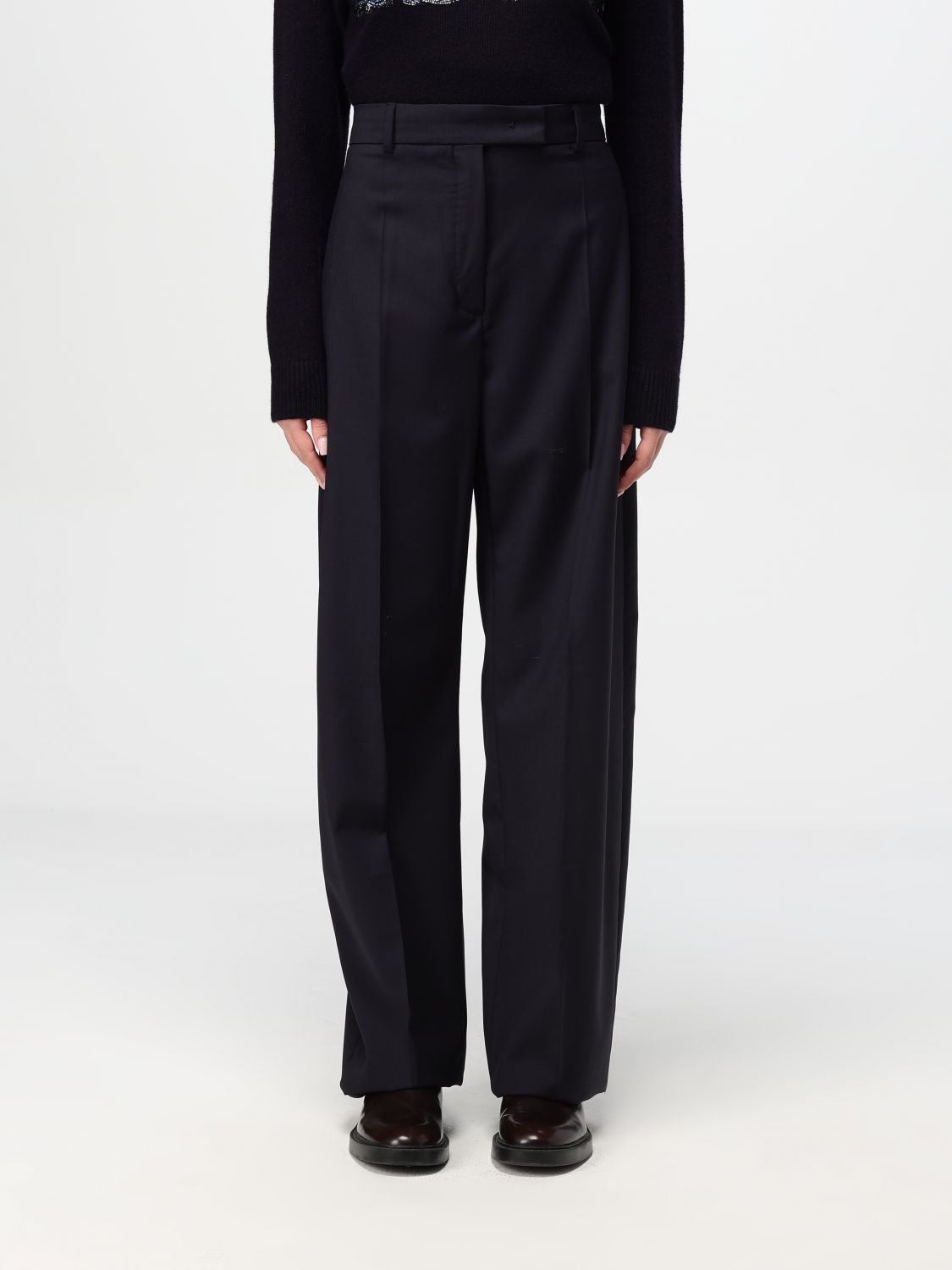 Shop Sportmax Pants  Woman Color Blue In Blau