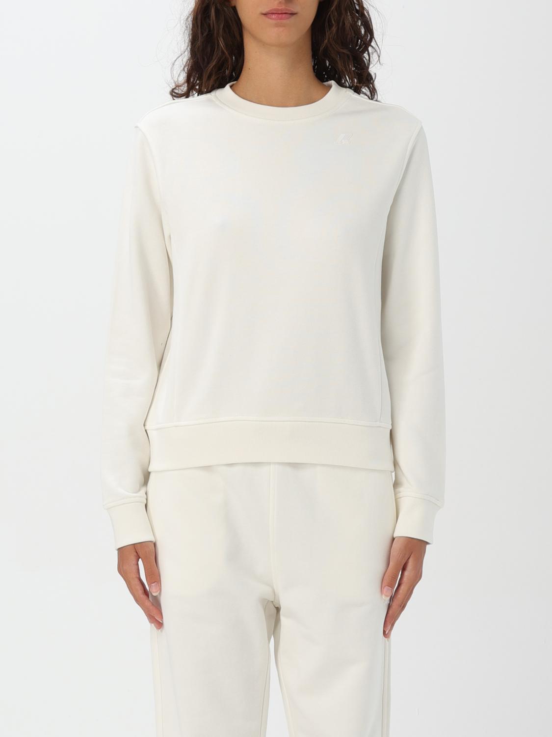 Shop K-way Sweatshirt  Woman Color White In Weiss