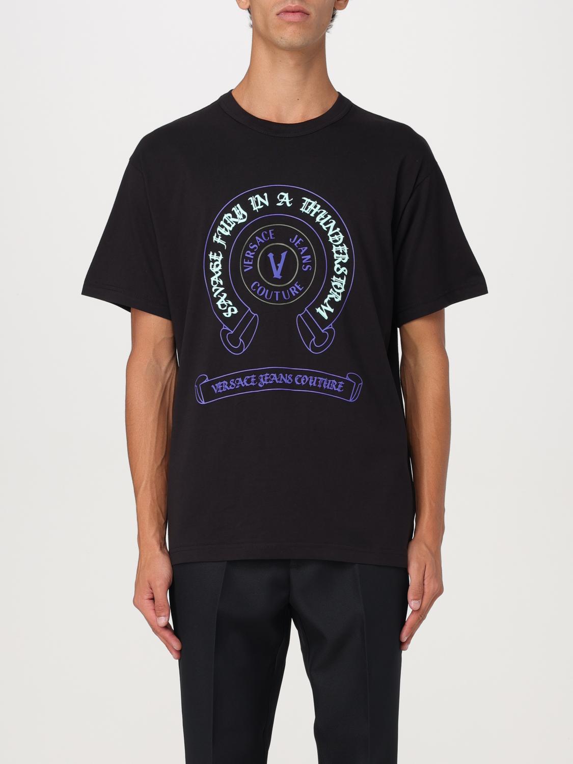 Shop Versace Jeans Couture T-shirt  Men Color Black In Schwarz