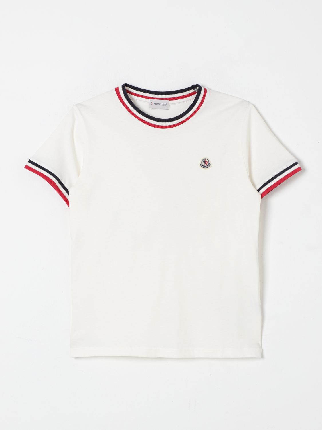 Shop Moncler T-shirt  Kids Color Yellow Cream