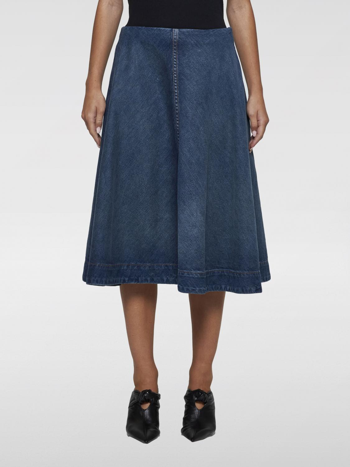 Shop Khaite Skirt  Woman Color Denim