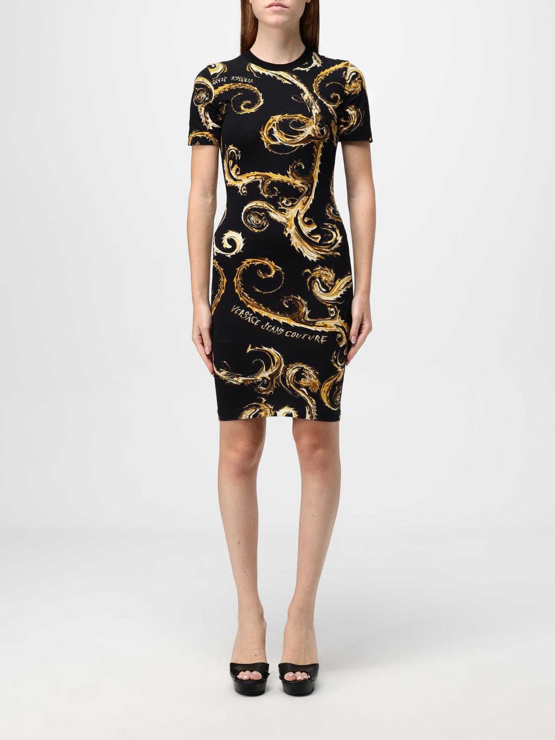 Versace Jeans Couture Baroque-print T-shirt Dress In Schwarz