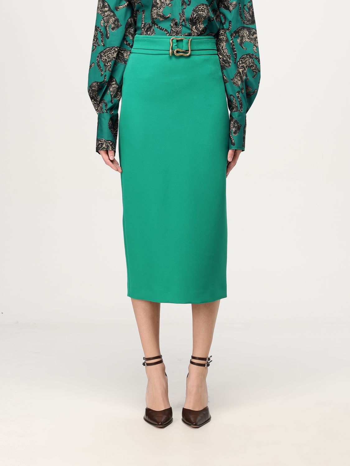 Shop Just Cavalli Skirt  Woman Color Green In Grün