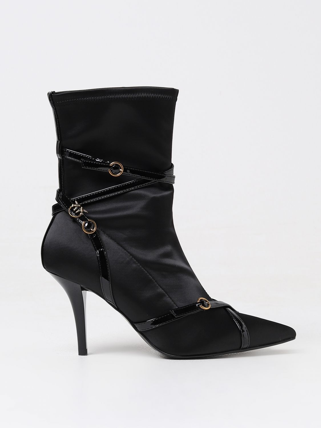 Shop Pinko Flat Ankle Boots  Woman Color Black In Schwarz