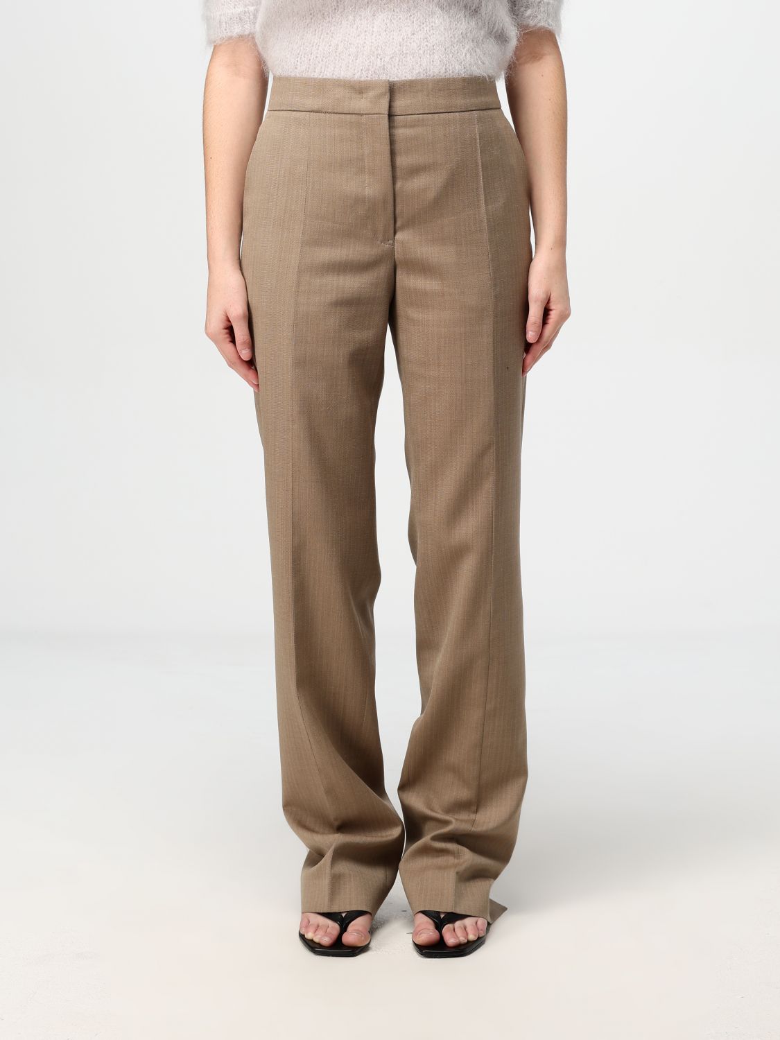 Shop Jil Sander Pants  Woman Color Brown In Braun